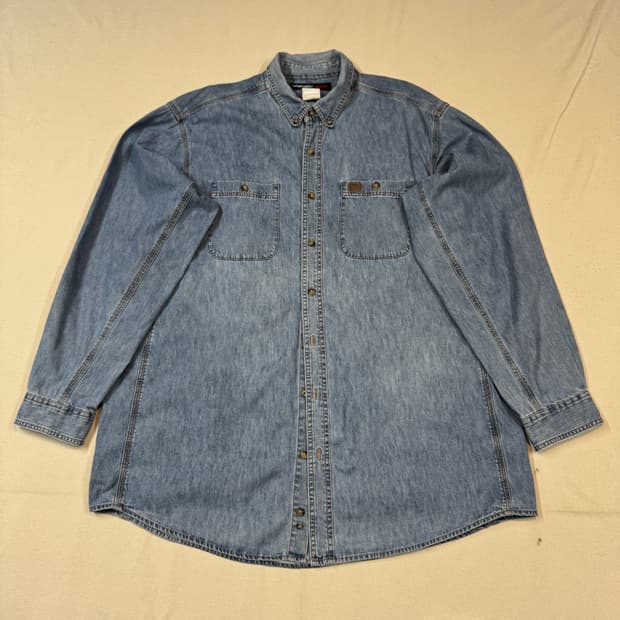 XXL) Wrangler 랭글러 투포켓 워크웨어 코튼 데님 셔츠
