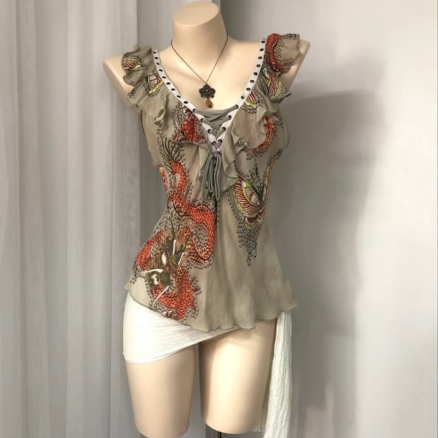 dragon corset ruffle neck sleeveless