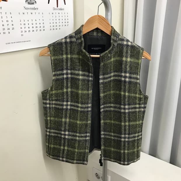 버버리 울 체크 베스트 자켓