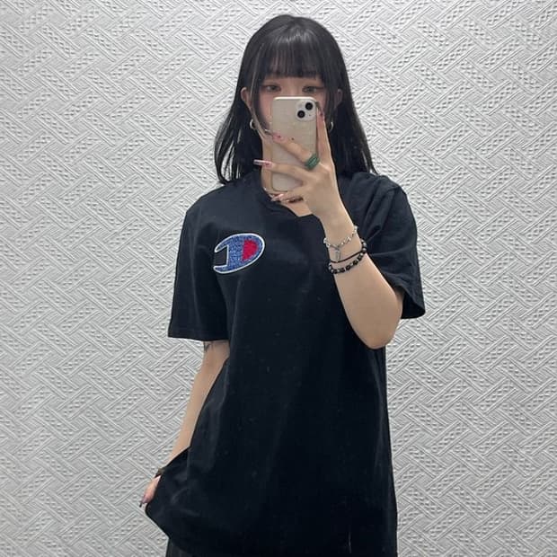 챔피온 빈티지 레트로 캐주얼 자수패치 반팔티 XL C12026