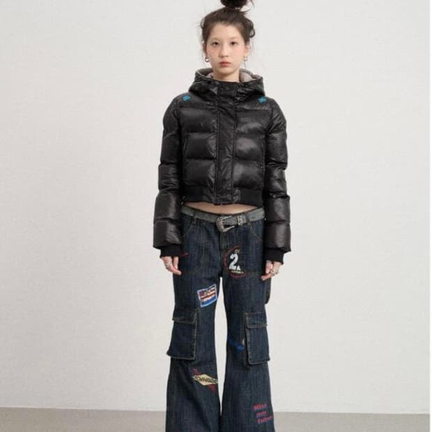 Achihara 아치하라 숏패딩 블랙