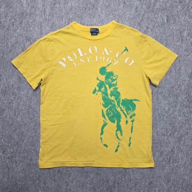 폴로 랄프로렌 빈티지 Y2K 빅포니 그래픽 반팔티 보이즈 L