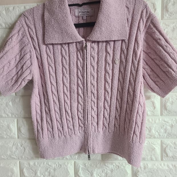 로라로라 케이블 반팔 크롭 니트