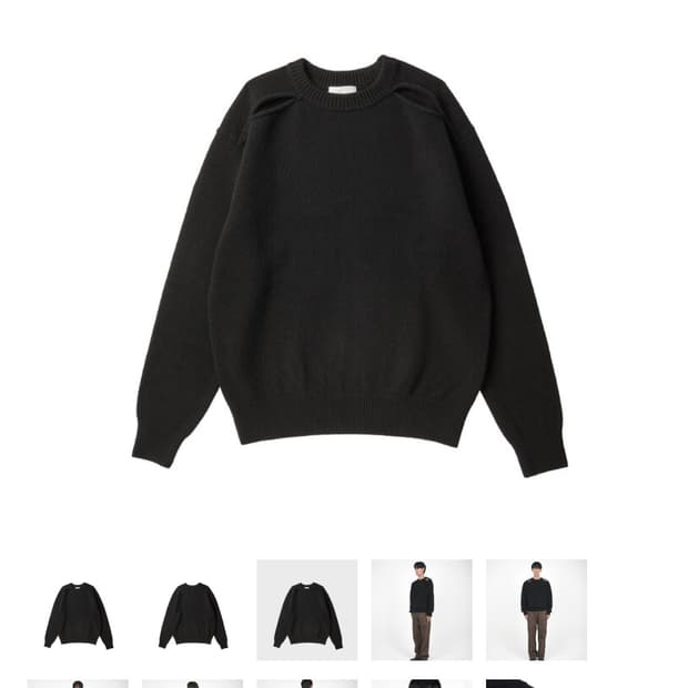 월스와일무브먼트 숄더 슬릿 니트 블랙 (1)