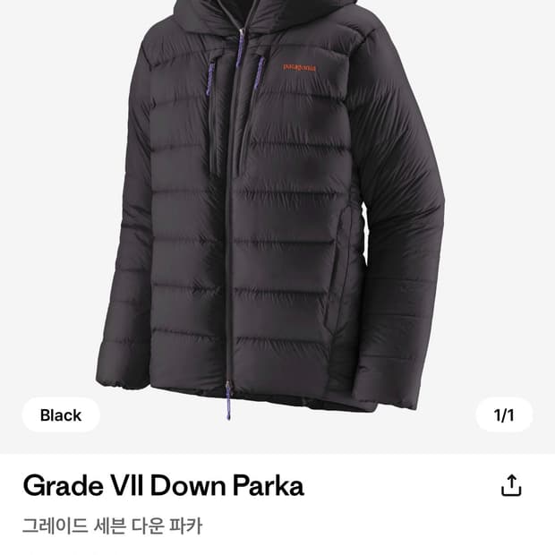 파타고니아 그레이드 VII 블랙 M