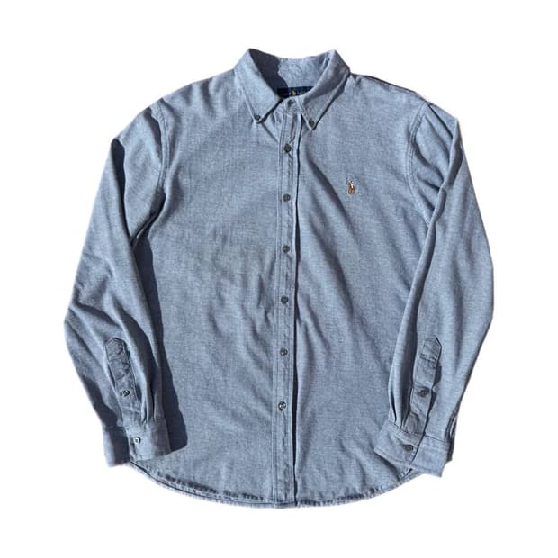 PRL button down cotton knit oxford shirt