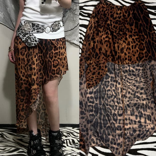 unif gal leopard unbalanced skirt