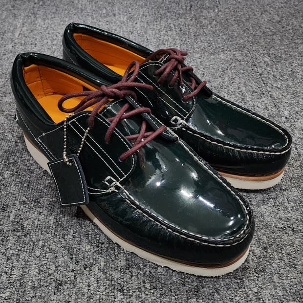 카시나 x 팀버랜드 3아이 웨지 비브람 다크 그린 보트슈즈 270