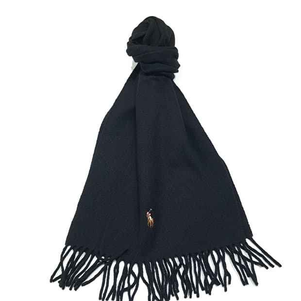 MX566 폴로 이태리판 울 멀티포니 블랙 머플러 목도리