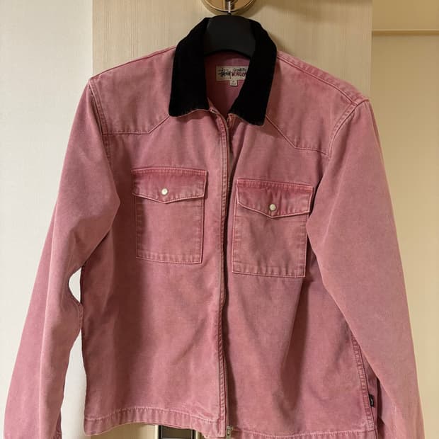 스투시 워시드캔버스 워크셔츠 더스티로즈