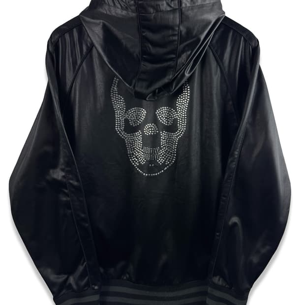 JPN 스컬 큐빌 대거디테일 유광후드집업2379