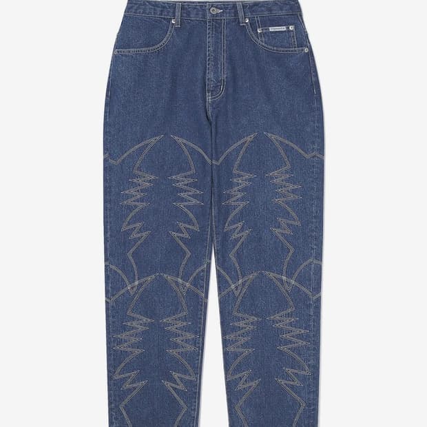 디스이즈네버댓 Embroidery Jean Mid Blue