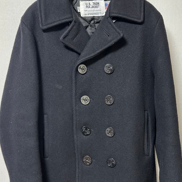 Schott NYC U.S 740N Pea Jacket 블랙 쇼트 피코트