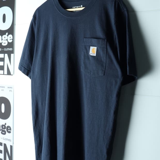 (M-XL) 칼하트 반팔 티셔츠 USA 백프린팅 네이비-H35985