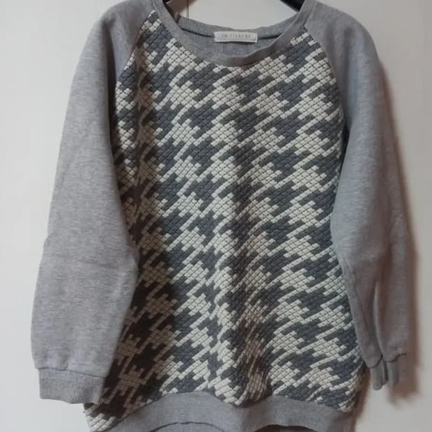 thetilbury 하운드체크 니트 기모 맨투맨 티 FF