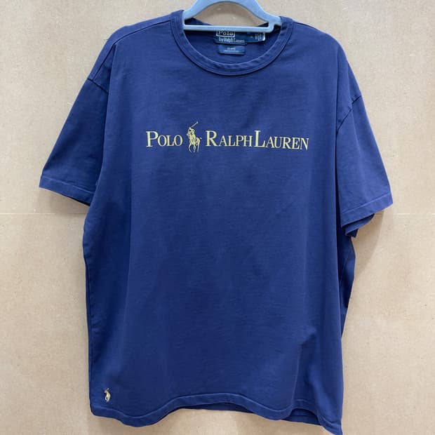 폴로랄프로렌 x 빔즈 네이비 앤 골드 로고 반팔 티셔츠