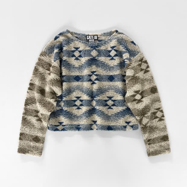 90s 빈티지 Gate18 나바호 패턴 부클 플리스