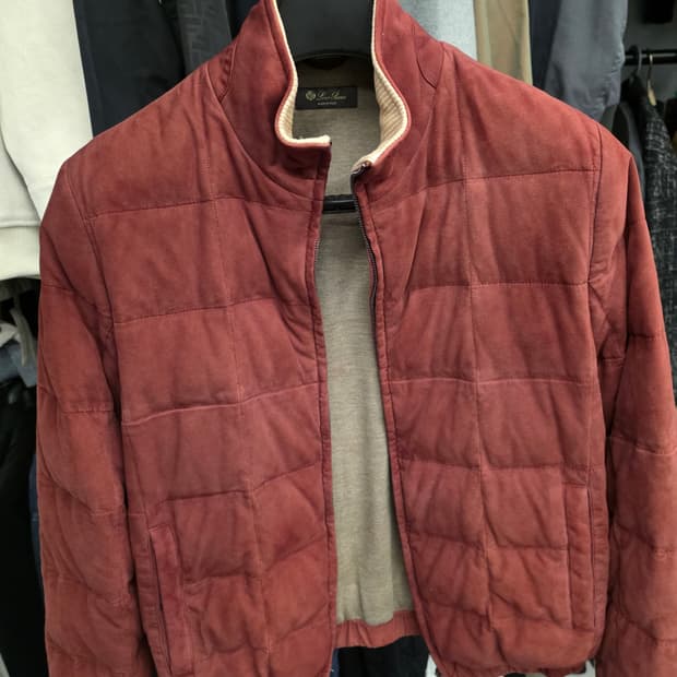 [1300만원]로로피아나 스웨이드 키드스킨캐시미어자켓 트래블구스다운