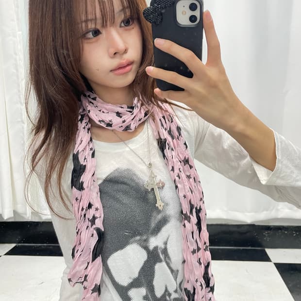 🎸핑크 스타 프린팅 스카프🎸