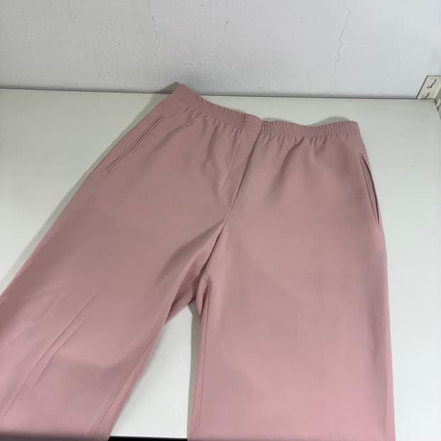 우먼L 시스템 파스텔핑크 써머폴리 루즈핏 밴딩팬츠
