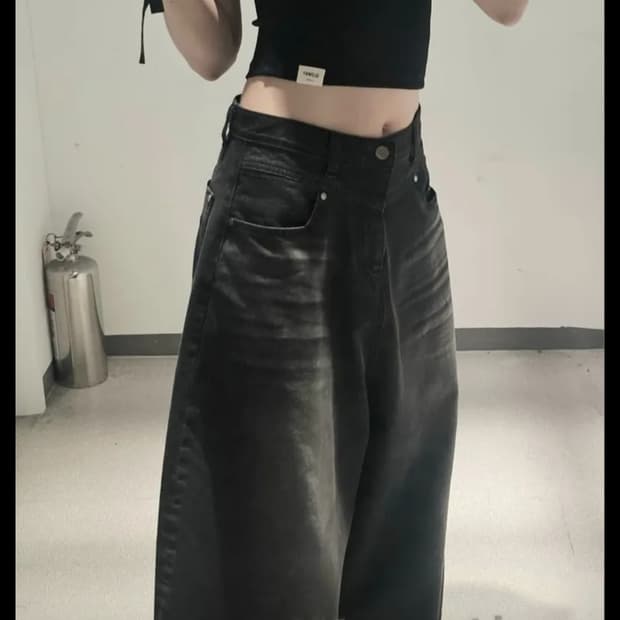 트리밍버드 프론트 요크 데님 팬츠 블랙