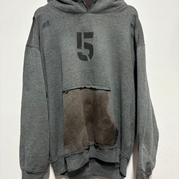 [M] Hanes Damage custom Gray Hoodie