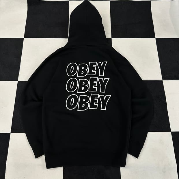 오베이 블랙 풀오버 후드집업 95-100