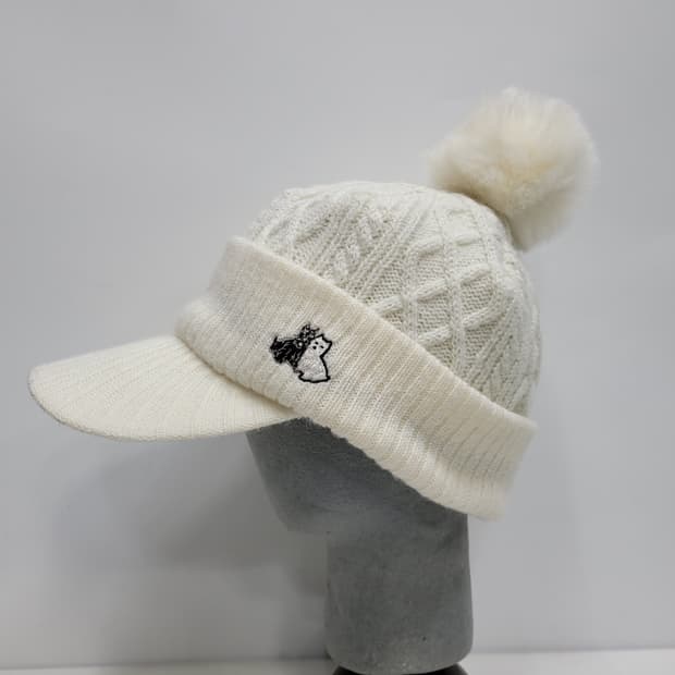 블랙앤화이트 울 니트 골프 모자 / FREE 