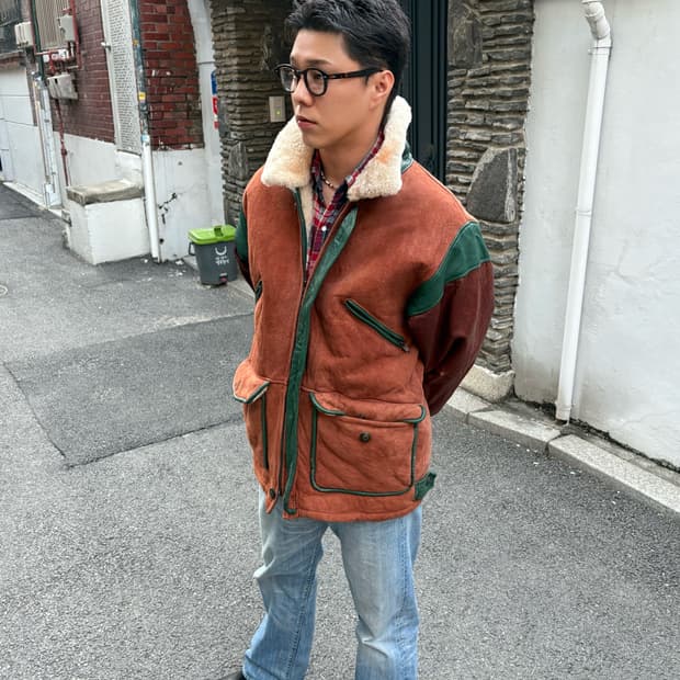 70s Vintage Shearling Leather Jacket