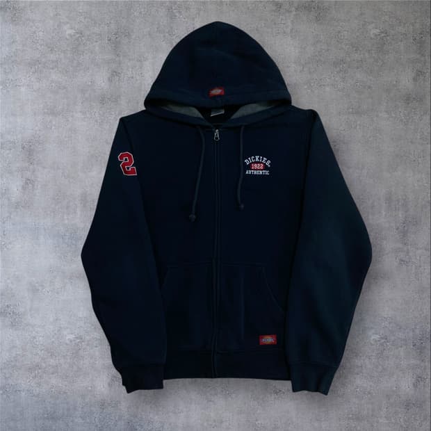 디키즈 스몰 로고 네이비 후드 집업