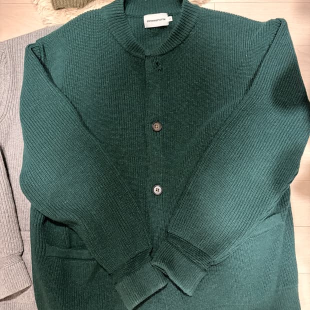 에스피오나지 밀러 가디건 L 그레이 포레스트그린 와플 집업 올리브