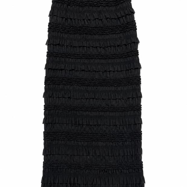     고딕 무드 셔링 레이어드 롱스커트