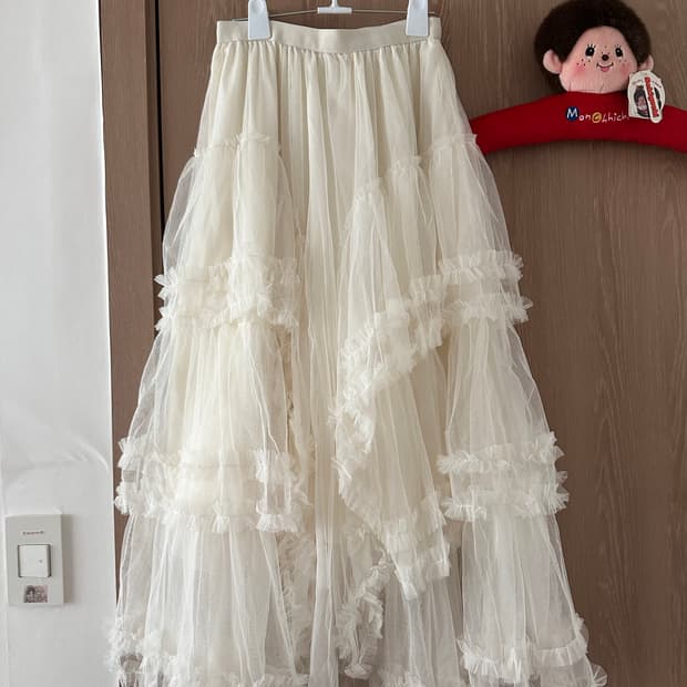 아이보리 튤 스커트 