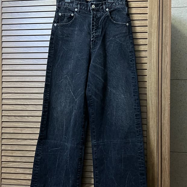 새상품 INSCRIRE 워싱 블랙 와이드 데님 팬츠