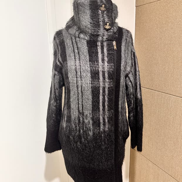 비비안웨스트우드 체크 orb로고버튼 2way 지퍼코트