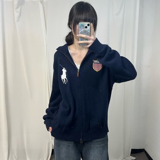 Polo big pony navy USA knit zip-up