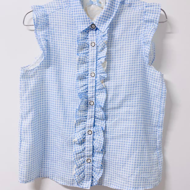 Liz Melo 리즈멜로 블루 체크 민소매 블라우스 히메갸루