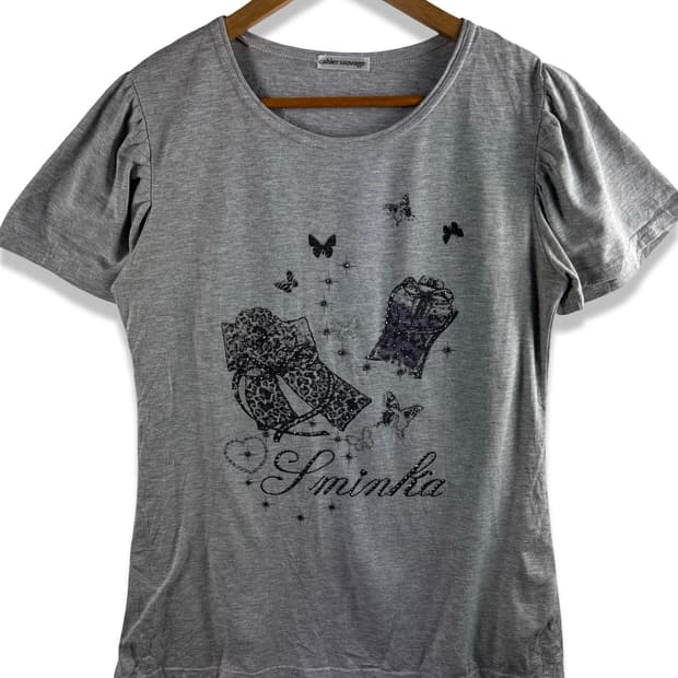 JPN 키치 프린팅 그레이 슬리브2382