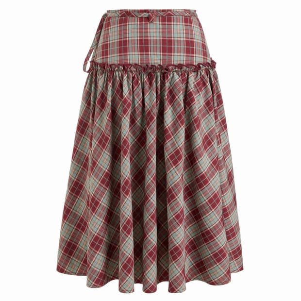 샵사이다 체크 미디 스커트