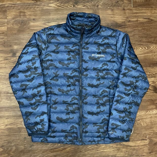 컬럼비아 카모 다운 패딩 자켓 블루