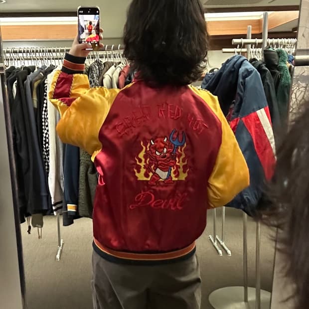 L)도그타운 빈티지 레드/옐로우 새틴 자켓