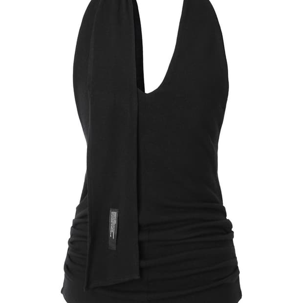 이네기 Halter Tie Bustier Top (black)