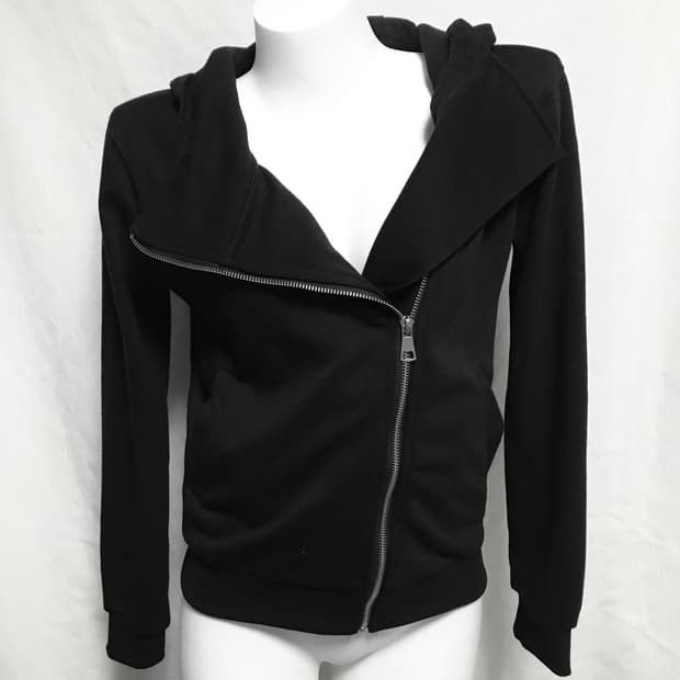 빈티지 사선 지퍼 하이넥 후드 집업