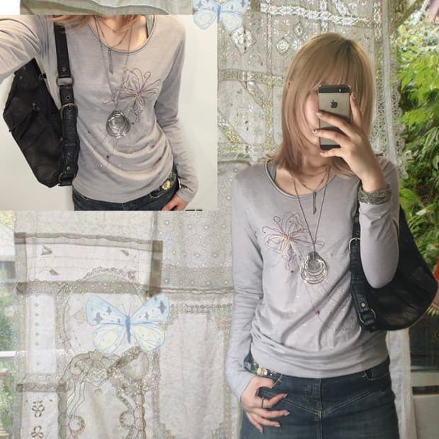jpn vintage sora grey handwork t shirt