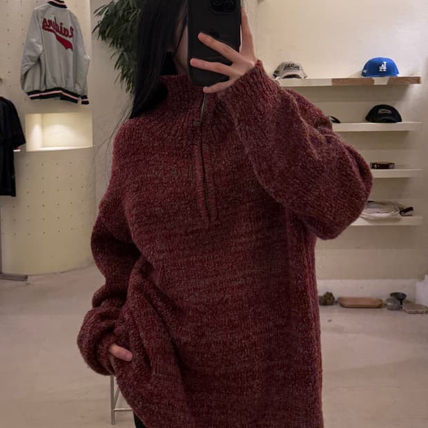 999휴머니티 부클 하프집업 디테일 울 스웨터 U33