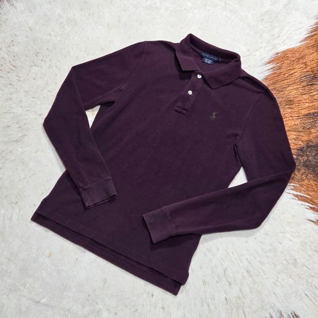 폴로 퍼플 카키 자수 PK 롱슬리브