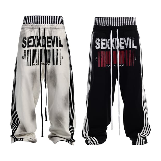Xx Devil Barcode Wide Sagging SweatPants