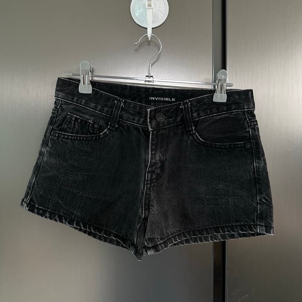 빈티지 데님 반바지 블랙