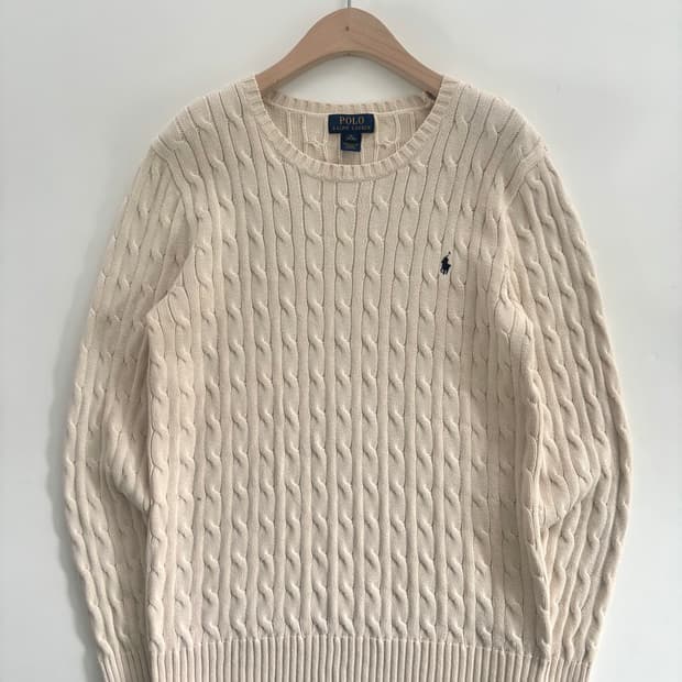 Polo 폴로 랄프로렌 신형 보이즈라인 아이보리 컬러 코튼 케이블 니트