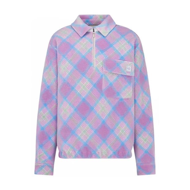DIOR x ERL Pink Checkered Fleece Polo